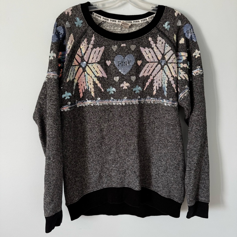 PINK ombre snowflake posh sequin winter Holiday/ cabincore